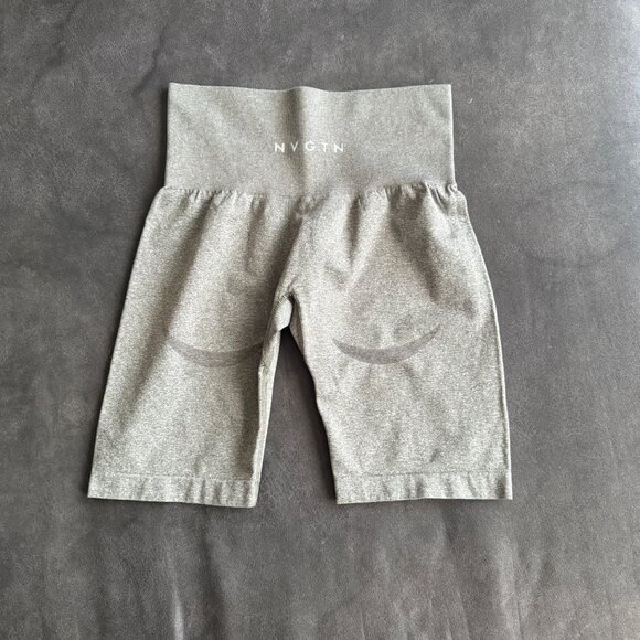 NVGTN Womens Seamless High-Waisted Compression Biker Shorts S Gray Nylon/Spandex - Picture 2 of 4